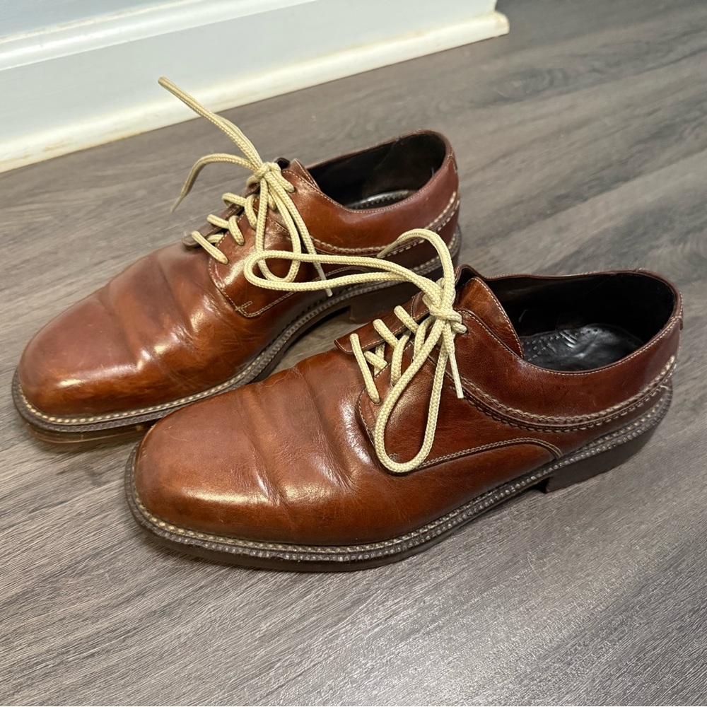 Cole Haan Country Brown Leather Derby Shoes Size 8 Timeless Old Money